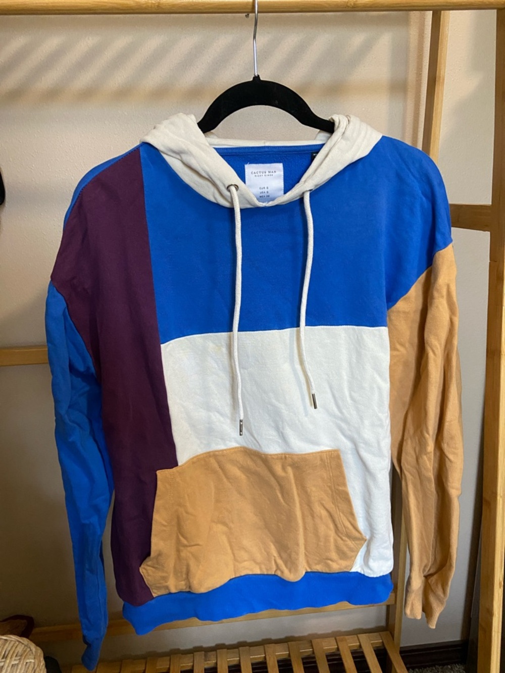 Colorblock Crewneck Hoodie in Blue, White, Yellow & Purple by Cactus Man